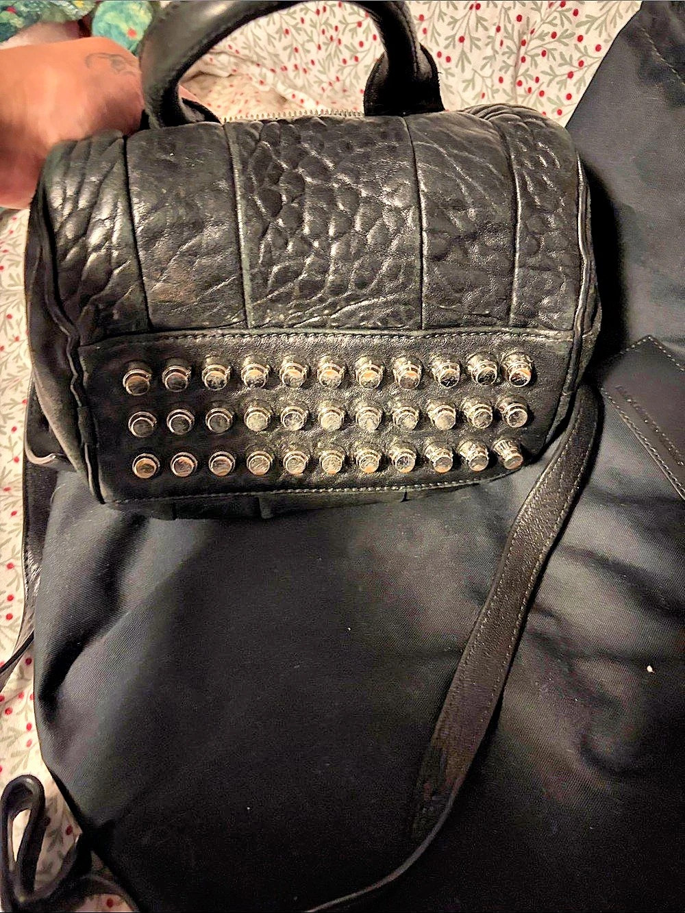 Alexander Wang Rocco Dumbo Duffel Bag Black Studded Shoulder Bag
